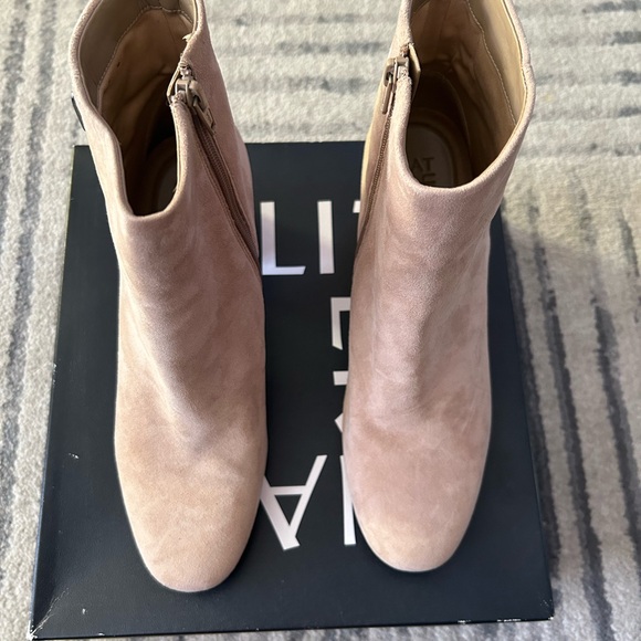 Ladies Oatmeal Colored Suede Booties - Picture 3 of 8